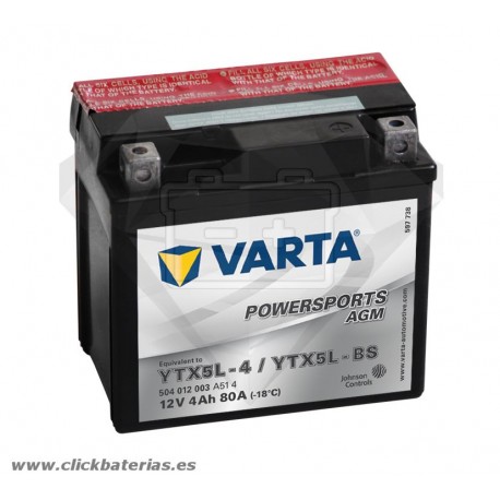 Bateria Varta Powersports AGM 50412 - YTX5L-BS